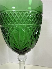 Set of 6 VTG Emerald Green Crystal D’Arques Durand Pressed Glass Water Goblets