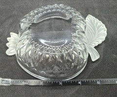 Vintage Crystal Apple Candy Dish Bowl Heavy Sparkling Wedding Gift Fruit Decor