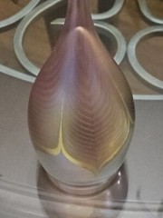 Correia Iridescent Pulled Feather FLUTE /Goblet SIGNED/NUMBERED 10″
