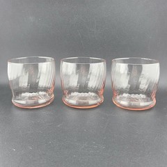 Vintage Wheaton SYMPHONY Pink Optic Swirl Rocks Glasses Vintage MCM Ribbed 10 Oz