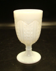 Vintage Milk Glass Pattern Glass Wine Goblet