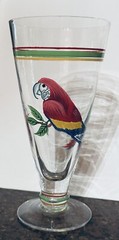 Set Of 4 Hand Painted Red Parrot Glass Goblets