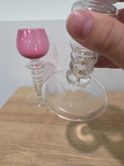 Vintage Set of 6 Moser Roemer Style Art Glass Wine Hock Goblet Pink Blue