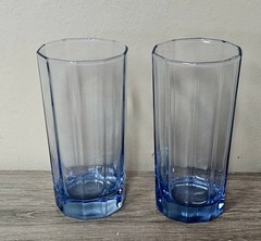 Vintage Set Of Two 70’s Anchor Hocking Essex Light Blue Highball Tumblers