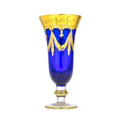 Interglass Italy Crystal Glass – 24K Gold Cobalt Blue Italian Champagne Flute