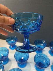 Set of 12 Noritake Perspective Blue Champagne/Tall Sherbet Glasses