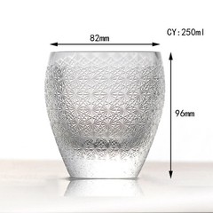Hand Cut Clear K9 Crystal Whiskey Rock Glasses Edo Kiriko Chrysanthemum 9oz 1PC
