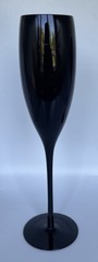 Vtg Mikasa Elite Black Fluted Champagne Flute 10 1/8” Blown Glass Set Of 4