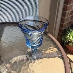 Fostoria Jamestown Blue Swirl 5-7/8” Water Wine Glass Goblet Stem 8oz Beautiful