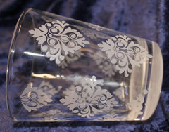 Double Old Fashioned Glasses – Various Frosted & Etched Designs – Set of 6
