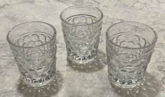 3 Vintage Westmoreland Thousand Eye Clear Glass Flat Juice Tumblers