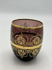 Murano 24K Gold Trim Amethyst Glass Set of 4 Cordials Wine 3″