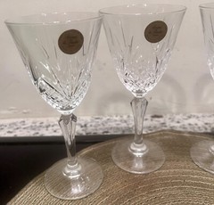 Lot 4 Cristal De Flandre Salzburg Wine Glasses Set Crystal Clear Stemware France