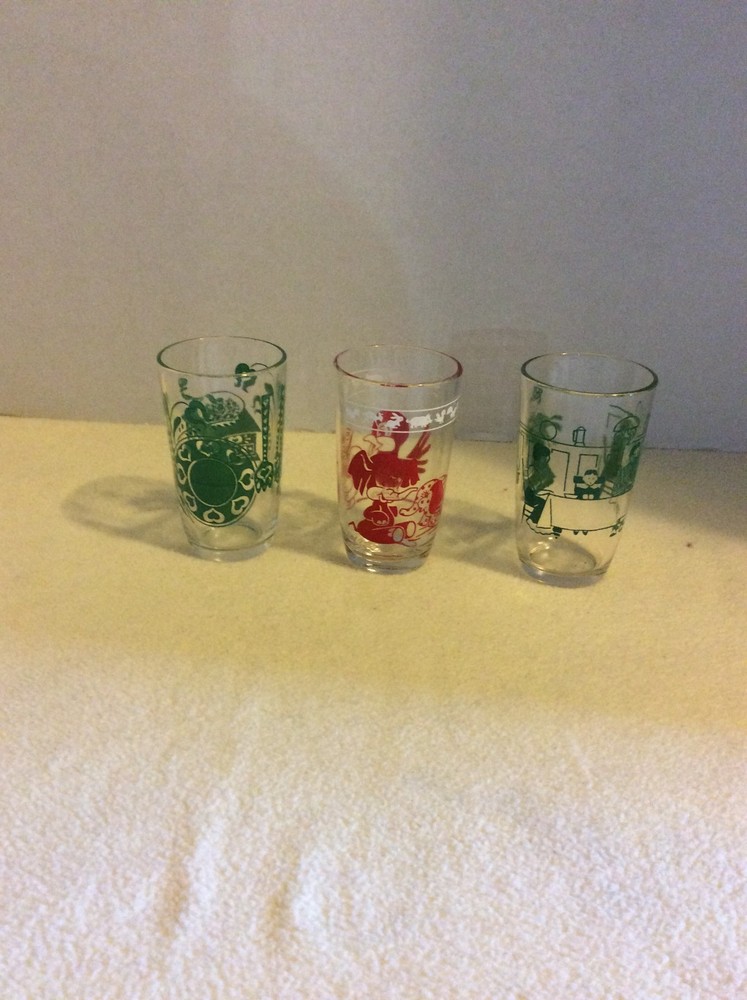 Vintage Set 3 1950s/60s Swanky Swig Glasses Child Animals