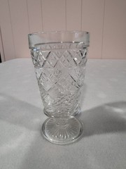 Vintage Clear Cut Glass Footed Drinking Glass 5 3/4 Tall Excellent condition