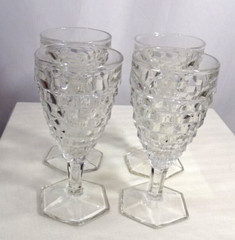 4 Fostoria AMERICAN CRYSTAL 6 7/8″ – 10 0z WATER GOBLETS *HEXAGONAL FOOT*