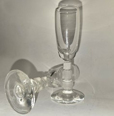 2 Vtg 1930’s Cut Rock Sharpe Stem Liquor Glasses 2oz Minor Dings On Stems.