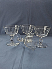 4 vintage drink or dessert stemware, etched leaf, 4 3/4″ h- 3 5/8″ dia-8Oz
