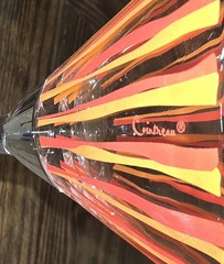VTG Signed Cointreau Abstract Red Orange Starburst Martini Glasses Set Of 2 RARE