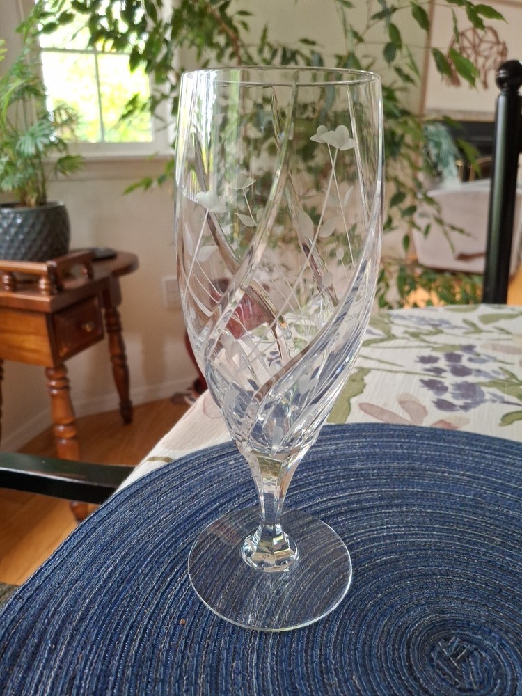 Mikasa English Garden Crystal Iced Tea Glass 8 1/2″ Swirl Cut Etched Stemware