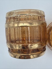 Vintage Culver Glass Whiskey Rocks Glasses 22K Gold Barrel Whiskey Lowball Set 2