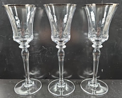 3 Mikasa Jamestown Clear Platinum Trim Wine Glass Set Elegant Optic Stemware Lot