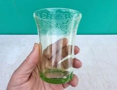 Florentine Green Depression Glass Tumbler 4-1/8″ Hazel Atlas 8 oz Vintage 1930s
