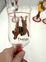Pottery Barn Rainbow Mountain Reindeer Christmas Handpainted Goblets