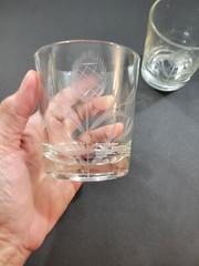 Set of 2 Vintage Scottish Thistle Etched Glass Tumbler Glasses Clear