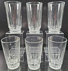 (6) Arcoroc Lancer 10 Oz Tumblers Set Vintage Clear Cut Cristal France Retro Lot