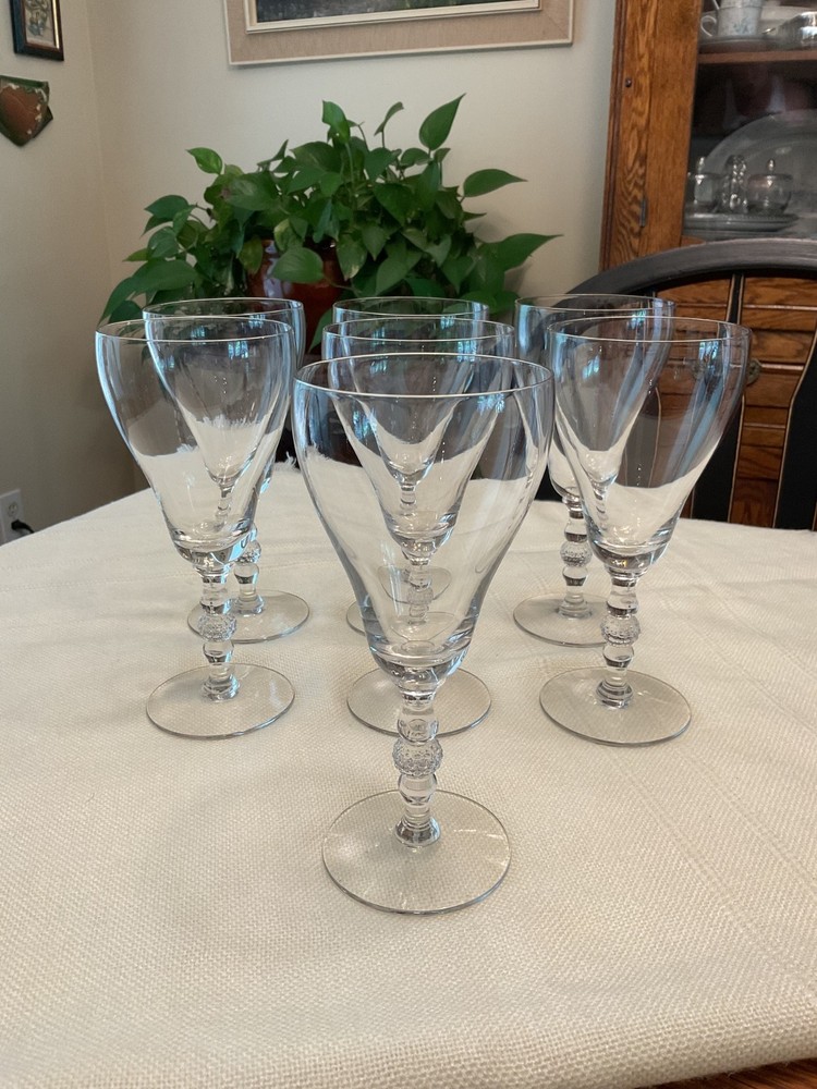 VTG Crystal Wine Glasses with Cut Sphere on Stem 8 oz. (Set of 7)
