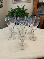 VTG Crystal Wine Glasses with Cut Sphere on Stem 8 oz. (Set of 7)