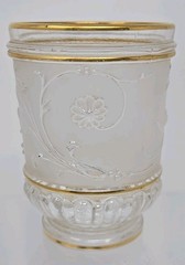 Baccarat French Pressed Glass Tumbler Birds, Floral Design C. 1890