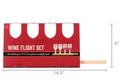 4 – Wine Flight Set 4 Glasses Each Holds 4.4 Oz on Flight Board