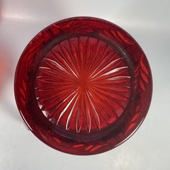 Vintage Mosser Glass Ruby Red Inverted Thistle 5-Piece Set Pitcher & 4 Tumblers