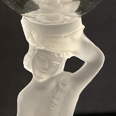 BAYEL France Bacchante-Frosted Male Nude Stem 7.25” Crystal Cocktail Glasses