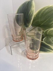 Pink Depression Glass 2 Ribbed Juice Tumblers 10 oz. (Pics Don’t Do Justice)