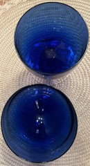 Vtg Cobalt Blue – Set of 6 – 2 WaterWine Glasses, and 4 Cordial w/Clear Stem EUC