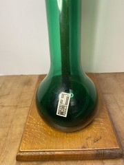 Mid Century Green Italy Art Glass 1/2 Yard Beer Glass 18.25” Tall Sticker Intact