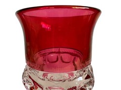 Set 4 Tiffin King’s Crown Thumbprint Ruby Red Flashed Top & Bottom Water Goblets