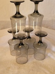 Vntg Libbey MCM 1970’S Tawny Accent 6pc Wine Goblets Smoke Brown Bar Stemware