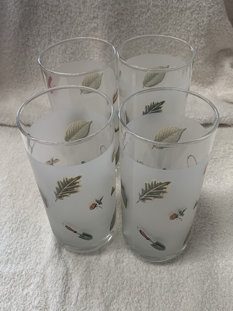 Set Of 4 Pfaltzgraff Naturewood Frosted Drinking Glasses/Tumblers 2.6W x 6¼»H.