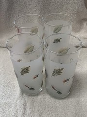 Set Of 4 Pfaltzgraff Naturewood Frosted Drinking Glasses/Tumblers 2.6W x 6¼»H.