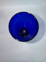 3 Morgantown #7643 GOLFBALL Parfait Glasses in RITZ BLUE (COBALT)