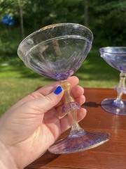 Antique 19th Century Salviati Murano Glass Cocktail Coupe Glasses Gold Fleck