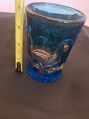 Vintage Northwood EAPG Oriental Poppy Blue Glass Tumbler