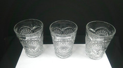 Sunshine, US Glass, # 15110, Flat Tumblers, (3), USA, EAPG, c 1908, ExCd