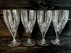 Mikasa Tiara Crystal Iced Tea Glass 8″ Tall Long Vertical Cut On Bowl Set of 4