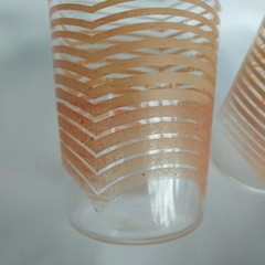 2 VTG Anchor Hocking Tumblers 12oz Glasses Orange Stripe MCM 1970s