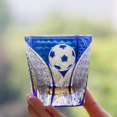 2026 World Cup Themed Blue Trophy Inspired Crystal Glass Whiskey Tumbler 11.6oz
